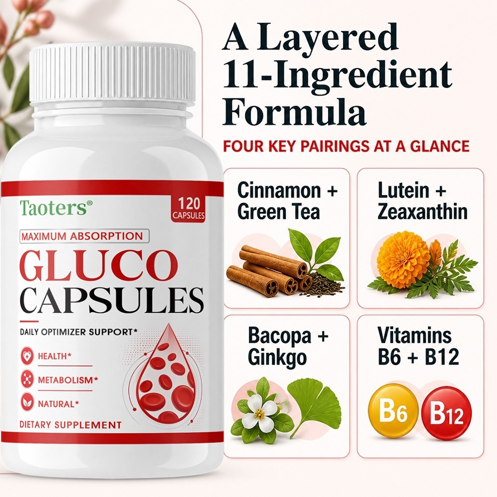 Health Wellness Vitamins - Cápsulas Gluco – Maximizan la Absorción,